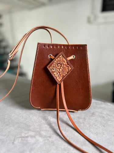 The Bolo Bag™ - Caramel with Carved Leather Diamond