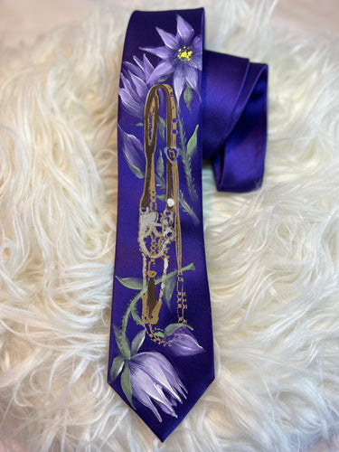 Adult Tie- Purple Headstall with Crocus