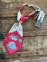 Peewee Tie- Vintage Cowboy Bandana Red with Boots