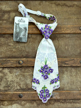 Peewee Tie- Purple Violets with Scalloped Edge