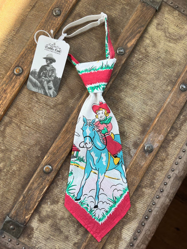 Peewee Tie- Vintage Cowgirl Riding Bandana