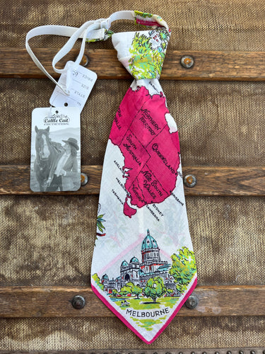 Peewee Tie- Hot Pink/Lime Green Map of Australia
