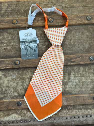 Peewee Tie- Orange Polka Dot
