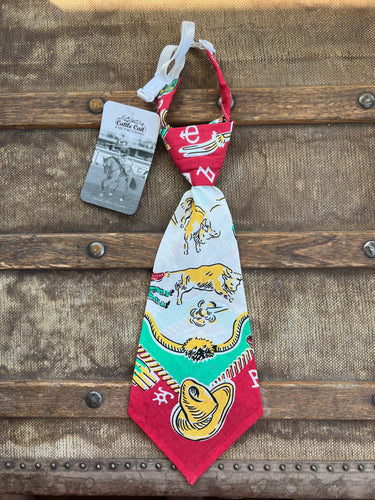 Peewee Tie- Vintage Bullfight Bandana