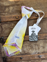 Peewee Tie- Handpainted Yellow and Purple Boots with Lace Edge