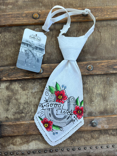 Peewee Tie- Handpainted ‘Good Luck’
