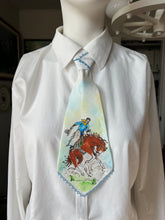 Peewee Tie- Handpainted Bronc with Blue Tatting
