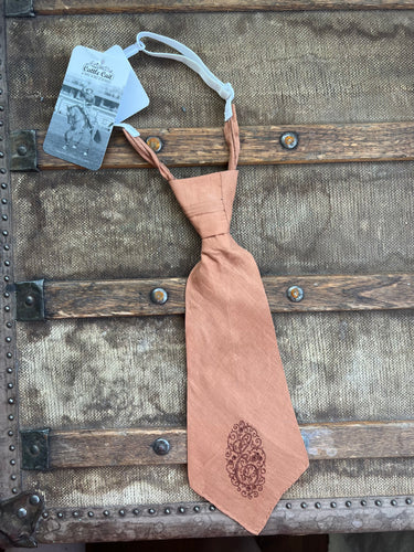 Peewee Tie- Brown with Hand Embroidered ‘E’