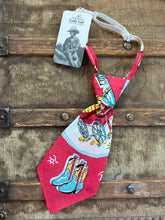 Peewee Tie- Vintage Cowboy Bandana Red with Boots