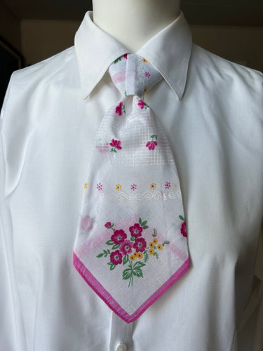 Peewee Tie- Hot Pink Flowers