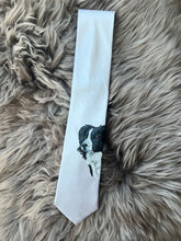 Adult Tie- 100% Silk, wool lined, Hand Painted. Cream Border Collie.