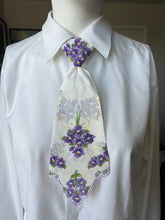 Peewee Tie- Purple Violets with Scalloped Edge