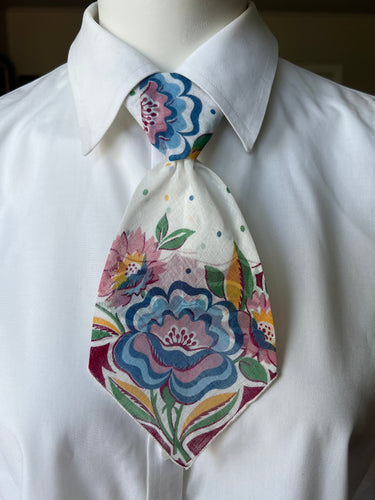 Peewee Tie- Burgundy, Blue Polka Dot Floral