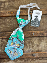 Peewee Tie- Vintage Blue/Green Cowboy Bandana