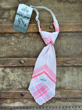 Peewee Tie- Pink Plaid with Scalloped Edge