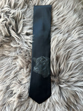 Adult Tie- 100% Silk, wool lined, Hand Painted. Black Angus Bull on Black.