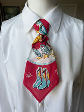 Peewee Tie- Vintage Cowboy Bandana Red with Boots