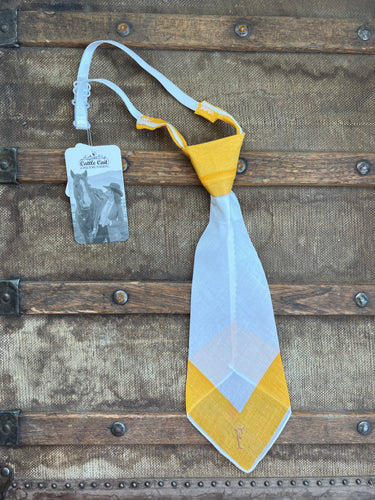 Peewee Tie- Yellow and White with embroidered ‘F’