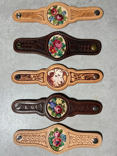 Petit Point Cuffs- Flowers