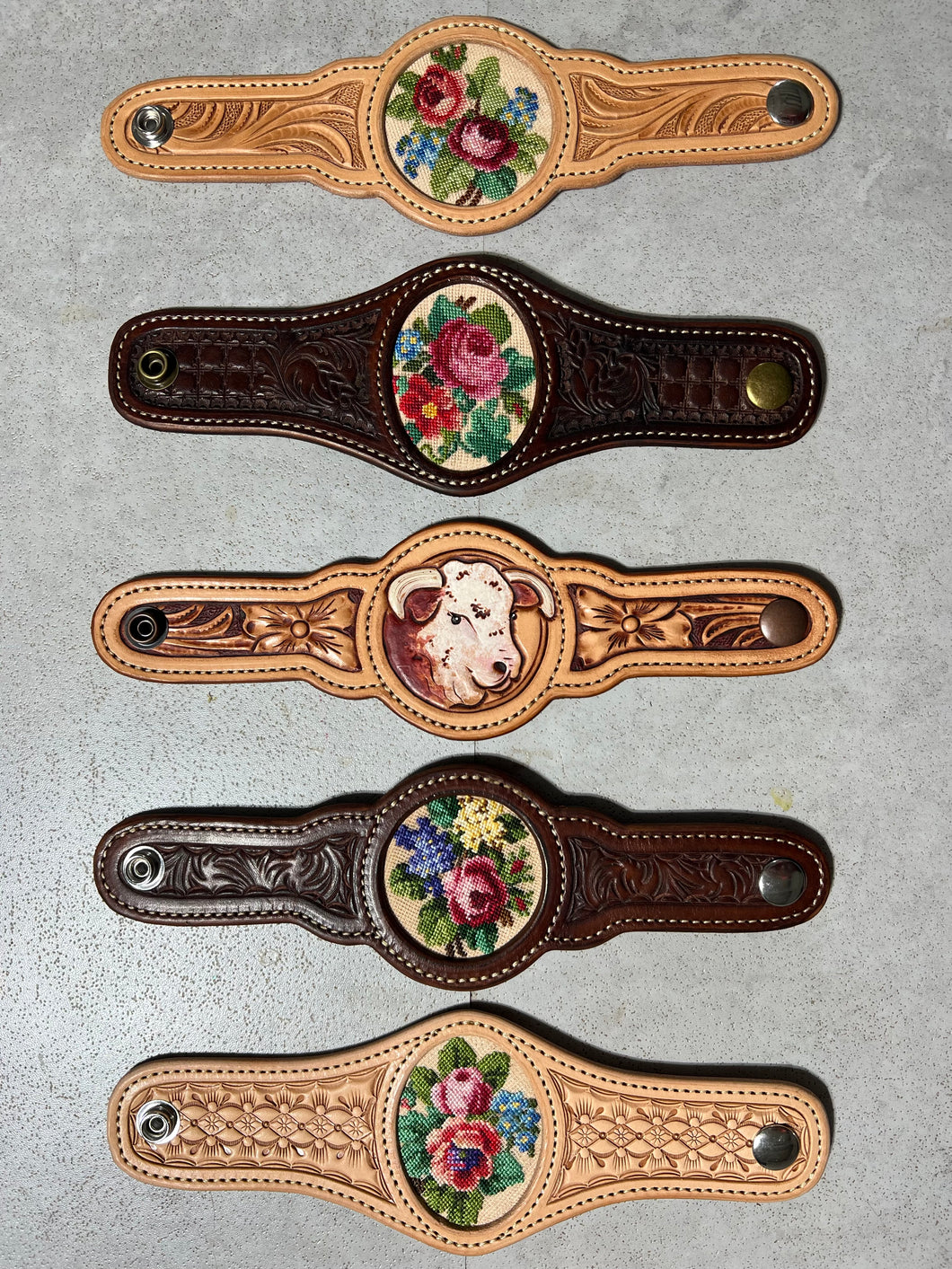 Petit Point Cuffs- Flowers