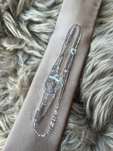 Adult Tie- 100% Silk, wool lined, Hand Painted. Full Bridle on Taupe.