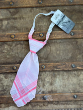 Peewee Tie- Pink Plaid with Scalloped Edge