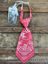 Peewee Tie- Red/White Cowboys on Fence