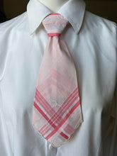Peewee Tie- Pink Plaid with Scalloped Edge