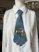 Peewee Tie- ‘Rebel’ on Blue Linen
