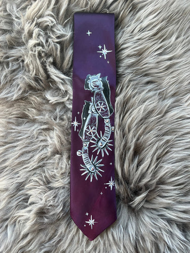Adult Tie- Poly mix. Purple Spurs with Rhinestones.