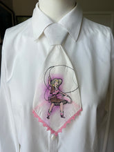 Peewee Tie- Handpainted Cowgirl Trick Roper with Pink