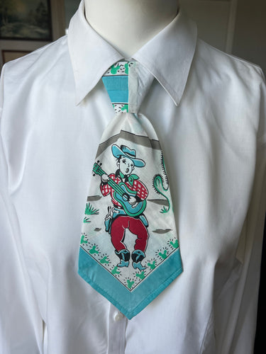 Peewee Tie- Vintage Cowboy Guitar Player Bandana