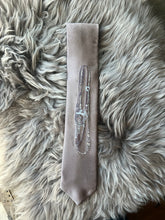 Adult Tie- 100% Silk, wool lined, Hand Painted. Full Bridle on Taupe.