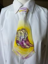 Peewee Tie- Handpainted Yellow and Purple Boots with Lace Edge