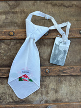 Peewee Tie- Red/Green Hand Embroidered Rose