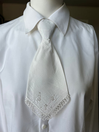 Peewee Tie- White on White Embroidery
