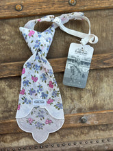 Peewee Tie- Pink and Blue Small Flowers with Scalloped Edge