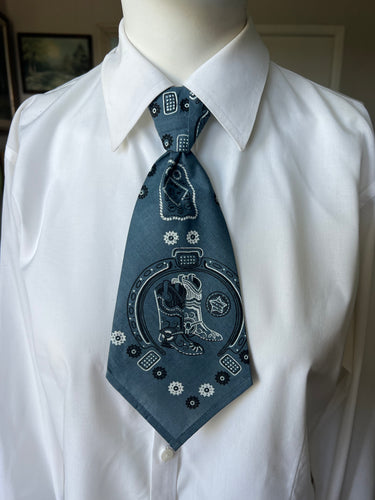 Peewee Tie- Charcoal Bandana with Boots