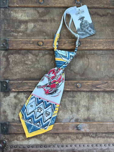 Peewee Tie- Vintage Cowboy Bandana with Brands and Yellow