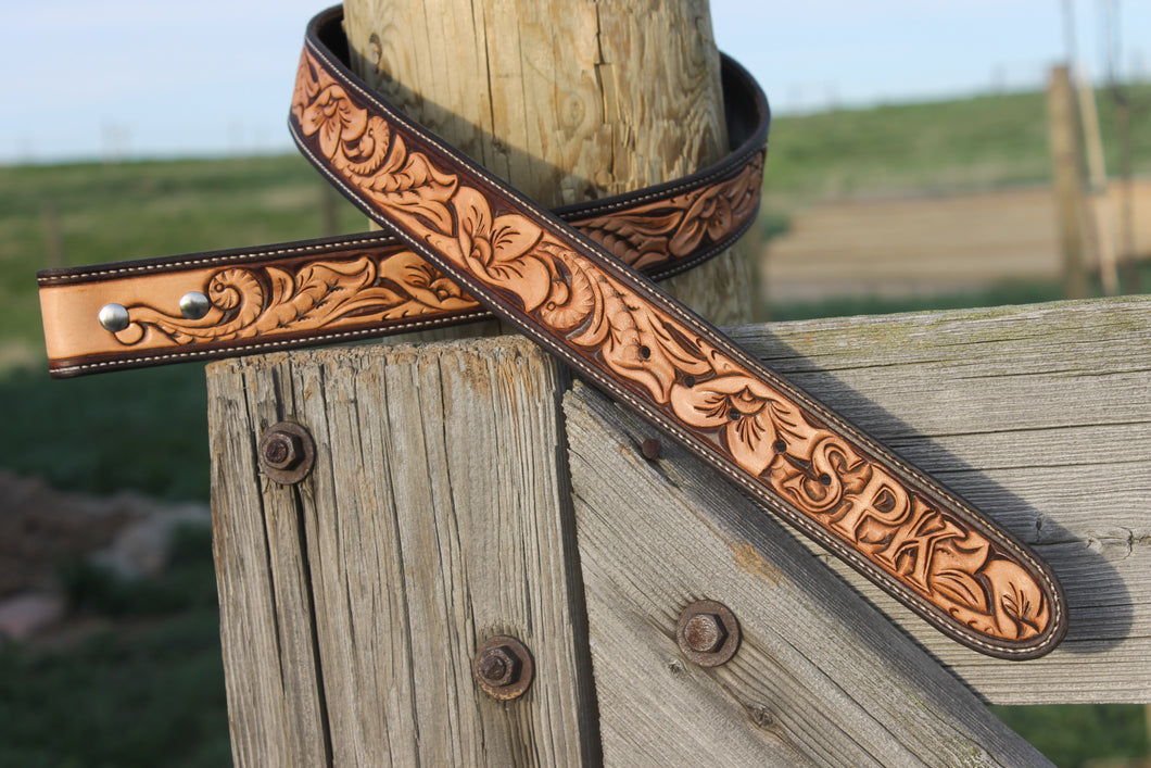 Custom Carved Leather Belt – Cattle Cait