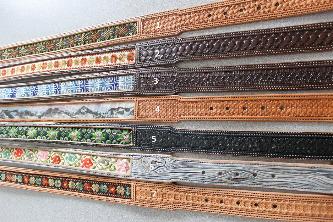 Assorted 1 ½” belts. Mainly Embroidered.