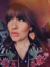 'Cowboy's Sweetheart' Carved Leather Earrings