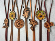 Carved Leather Bolo Tie Necklaces
