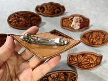 Carved Leather Barrettes