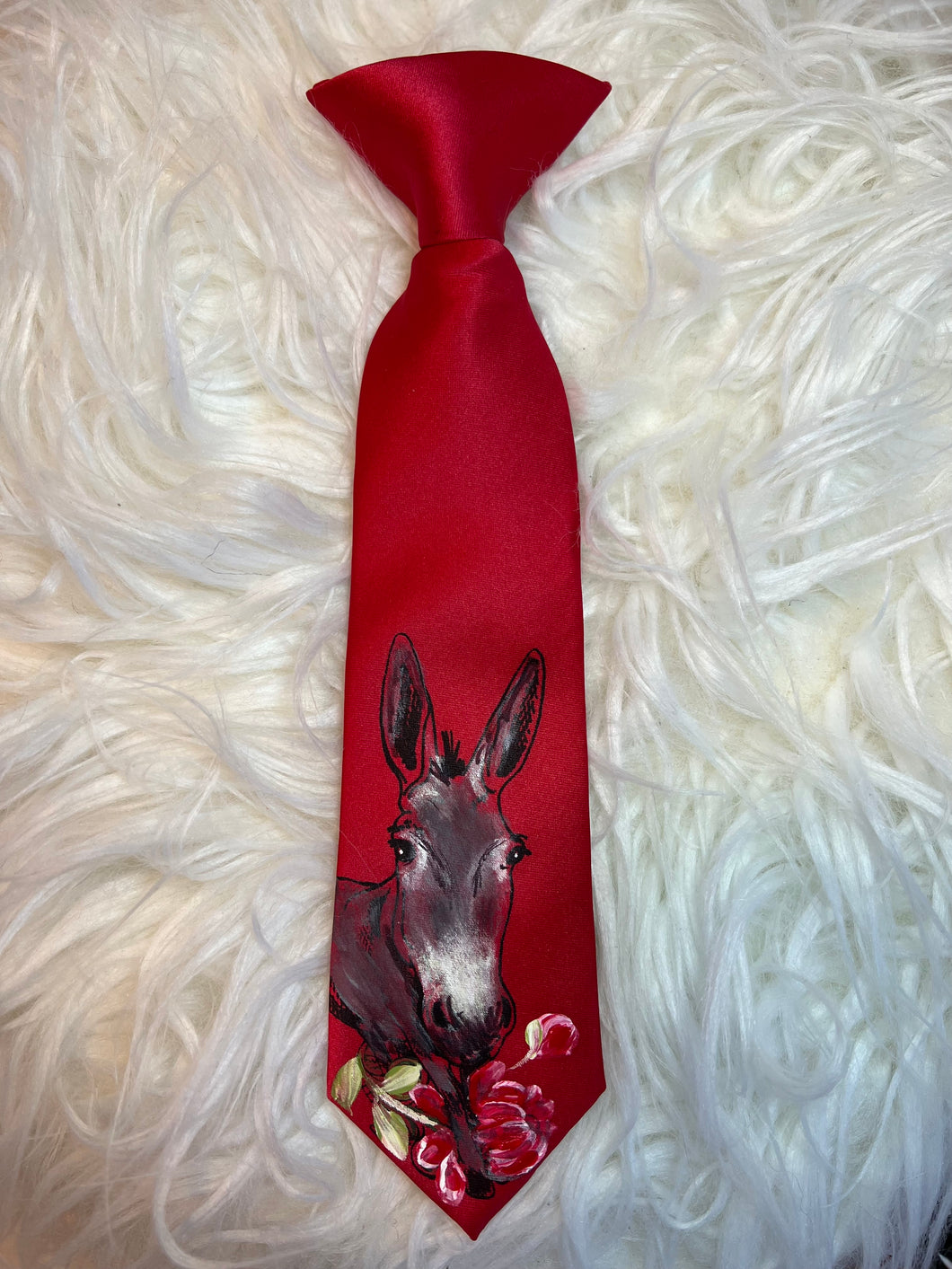 Kids Tie- Red Donkey with Rose