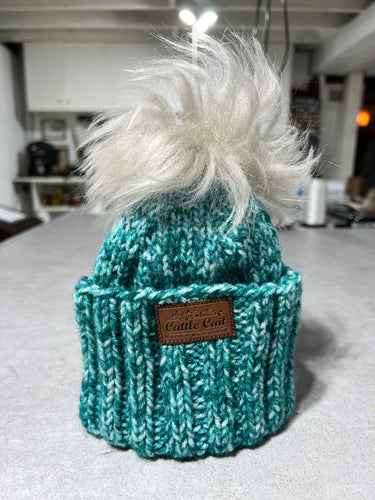 Toddler Wild Woolie- Variegated Turquoise with Silver Grey Fur