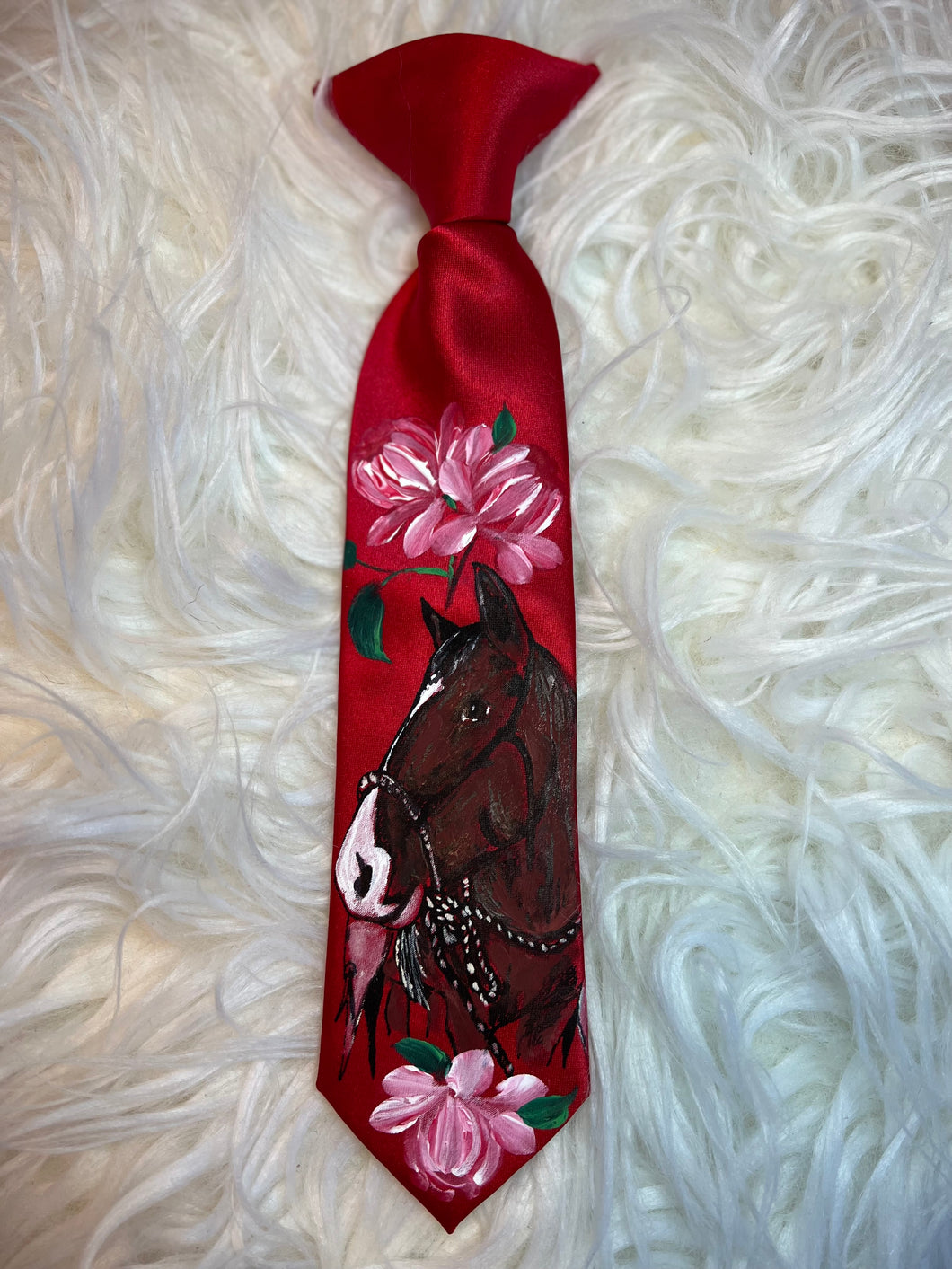 Kids Tie- Red 'Lucy' with Roses