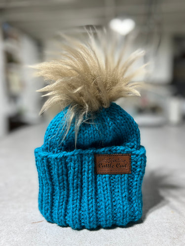 Toddler Wild Woolie-Blue Turquoise with Tan Fur